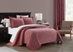 NY&C Home Austin 7 Piece Cotton Blend Quilt Set Stone Washed Textured Floral Pattern Bed In A Bag Bedding - Sheets Pillowcases Pillow Shams Included, King, Wine - King