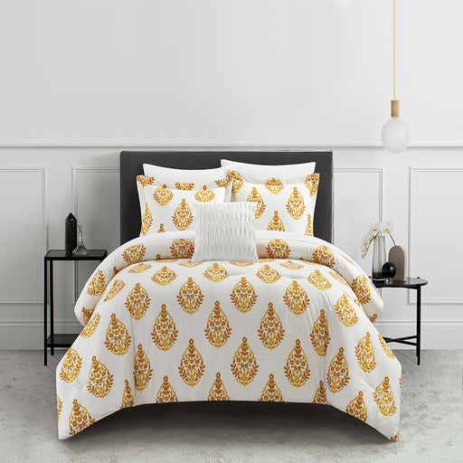 Chic Home Clarissa 4 Piece Comforter Set Floral Medallion Print Design Bedding Yellow