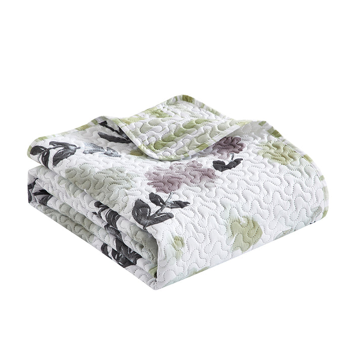 Chic Home Parson Green 5 Piece Quilt Set Reversible Watercolor Floral Print Striped Pattern Design Bed in a Bag Bedding Twin Multi-color - Twin