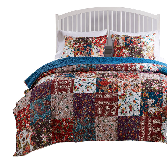 Greenland Home Fashions Barefoot Bungalow Poetry Quilt and Pillow Sham Set - Twin 68x88", Classic - Twin,Classic