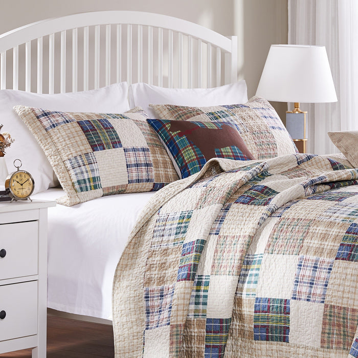 Greenland Home Oxford Quilt and Pillow Sham Set - 5-Piece - Full/Queen 90x90", Multi - Full/Queen