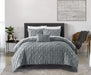 Chic Home Bradley Comforter Set Diamond Pinch Pleat Pattern Design Bedding - Decorative Pillow Shams Included - 4 Piece - King 104x92", Grey - King