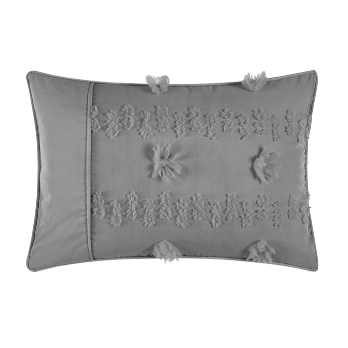 Chic Home Ahtisa Comforter Set Jacquard Floral Applique Design Bedding Grey, Queen - Queen