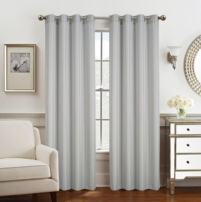 Olivia Gray Gilbert Solid Single Grommet Curtain Panel Pair - 54x84", Gray - 54x84"
