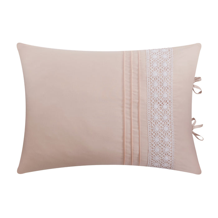 Chic Home Brice Comforter Set Pleated Embroidered Design Bedding - Decorative Pillows Shams Included - 5 Piece - King 104x92", Blush - King