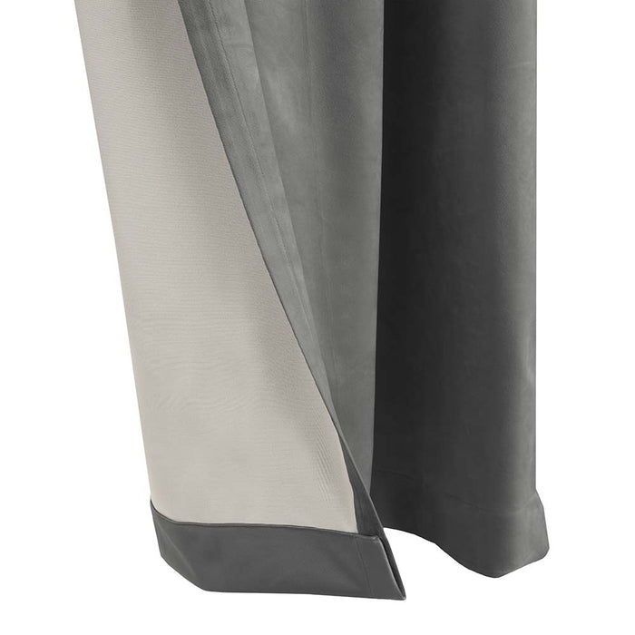 Thermalogic Seren Classic Velvet Room Darkening Dual Header Energy Efficient Curtain Panel 50" x 95" Charcoal - 50X95