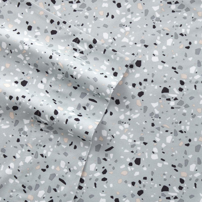 Micro Flannel Printed Deep-Pocket Sheet Set, Full, Terrazzo Light Gray - Full,Terrazzo Light Gray