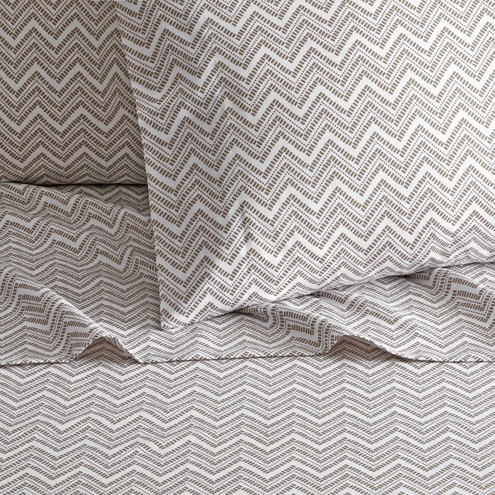 Chic Home Alaina Sheet Set Super Soft Contemporary Striped Chevron Pattern Design - Includes 1 Flat, 1 Fitted Sheet, and 1 Pillowcase - 3 Piece - Twin 66x102", Taupe - Taupe