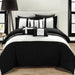 Chic Home Fiesta Color Block 10 Pieces Comforter Bed In A Bag Set - Queen 90x90, Black - Queen