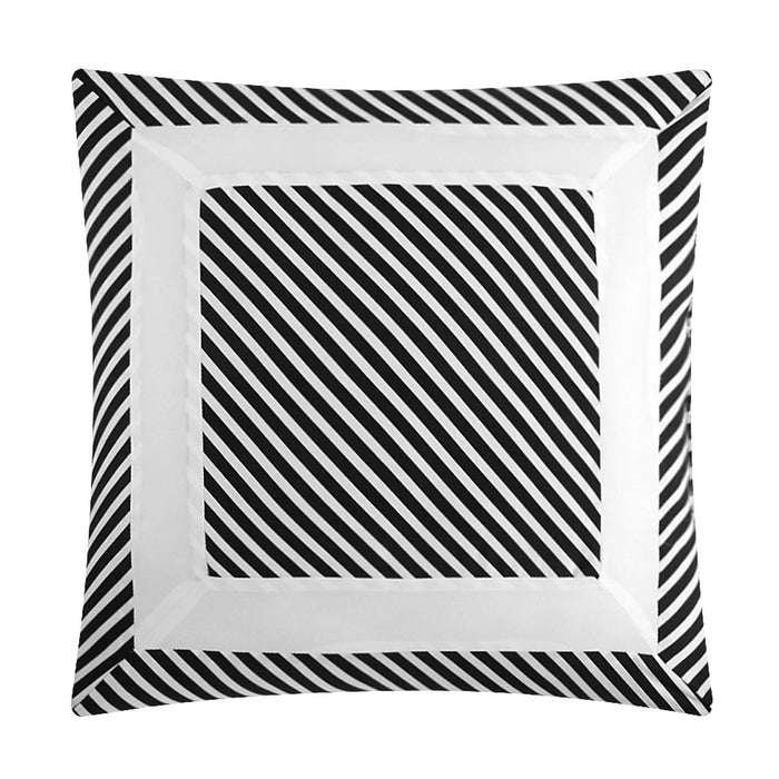 NY&C Home Gibson 9 Piece Comforter Set Striped Hotel Collection Design Bed In A Bag Bedding - Sheets Pillowcases Decorative Pillows Shams Included, Queen, Black - Queen
