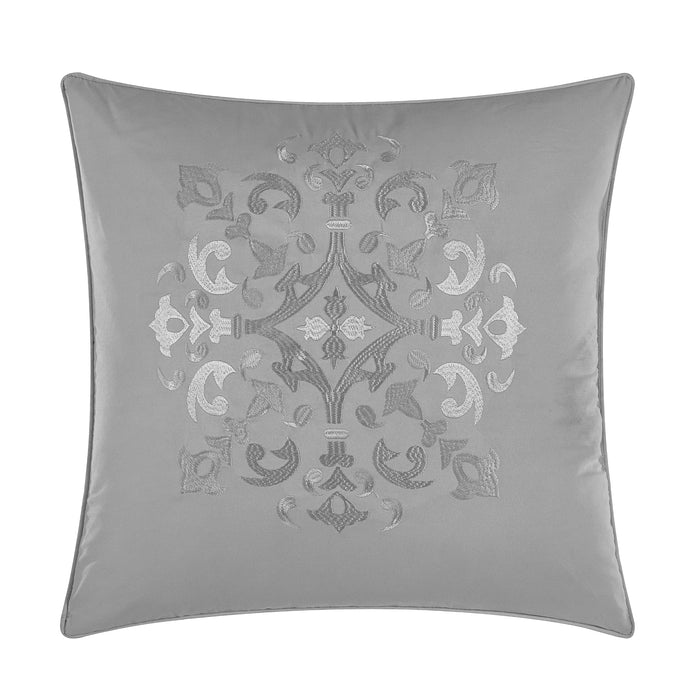 Chic Home Ahtisa Comforter Set Jacquard Floral Applique Design Bedding Grey, Queen - Queen