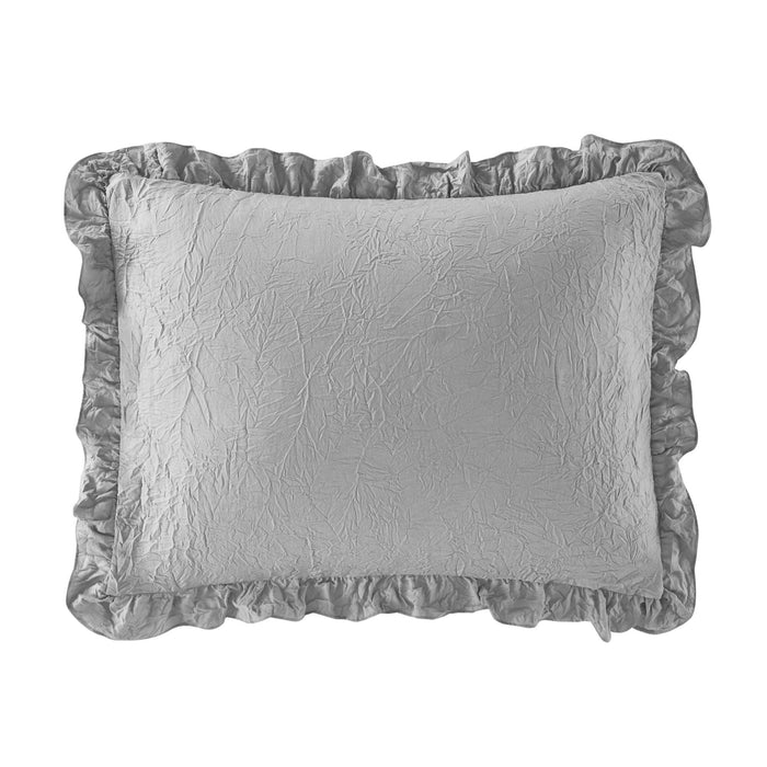 Chic Home Ashford Quilt Set Crinkle Crush Ruffled Drop Design Bed In A Bag Bedding - Sheets Pillowcases Pillow Shams Included - 7 Piece - Queen 80x60", Grey - Queen