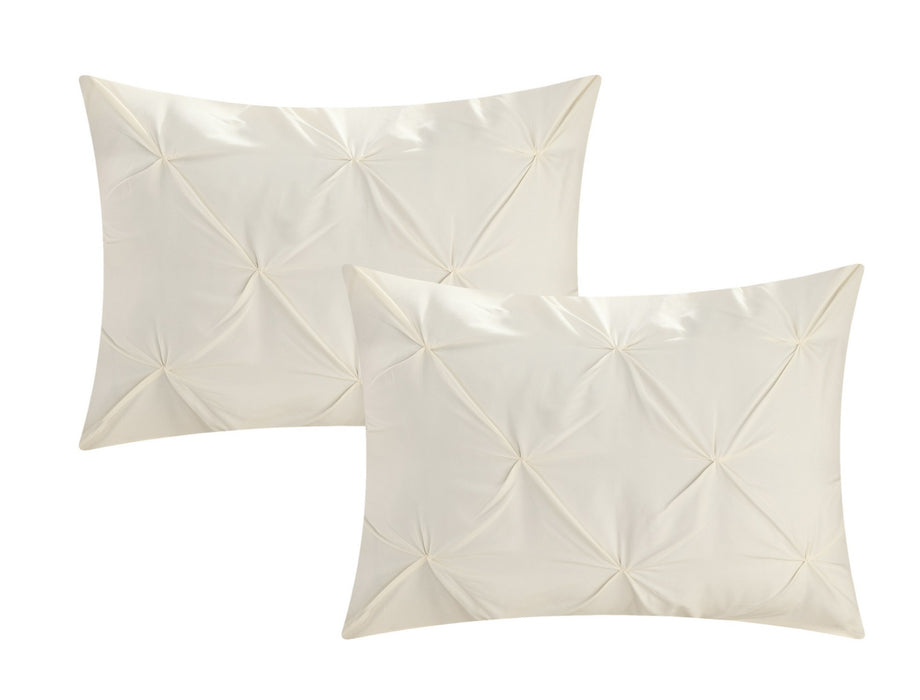 Chic Home Mycroft Pinch Pleated Ruffled Bed In A Bag Soft Microfiber Sheets 10 Pieces Comforter Decorative Pillows & Shams - King 104x90, Beige - King