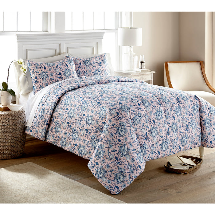 Micro Flannel 6 in 1 Comforter Set, Twin, Pink Toile - Twin,Pink Toile