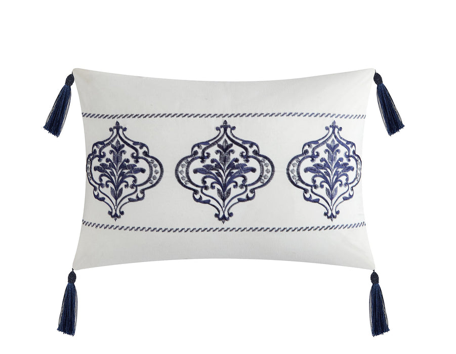 Chic Home Mayflower Comforter Set Embossed Medallion Scroll Pattern Design Bed In A Bag Navy, King - King