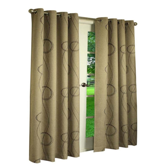 Commonwealth Thermalogic Brooke Woven Contemporary Print Grommet Panel - 54x84" - Beige - Beige