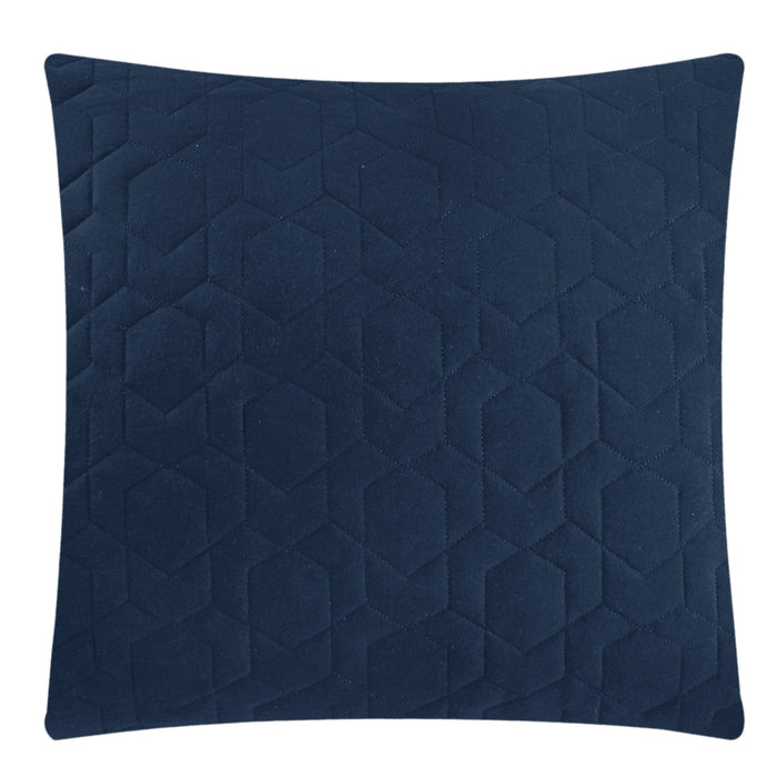 NY&C Home Davina 5 Piece Comforter Set Geometric Hexagonal Pattern Design Bedding - Decorative Pillows Shams Included, Queen, Navy - Queen