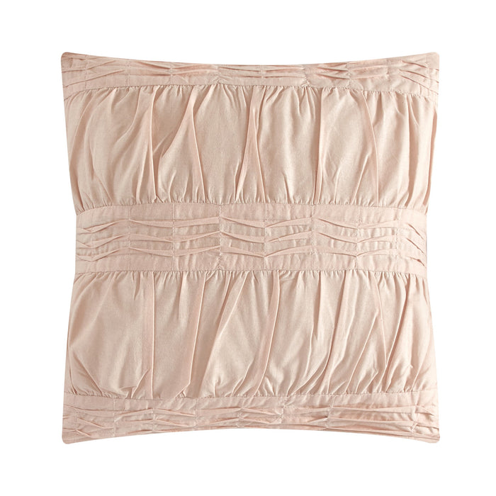 NY&C Home Desiree 5 Piece Cotton Comforter Set Contemporary Striped Clip Jacquard Bedding - Decorative Pillows Shams Included, King, Blush - King