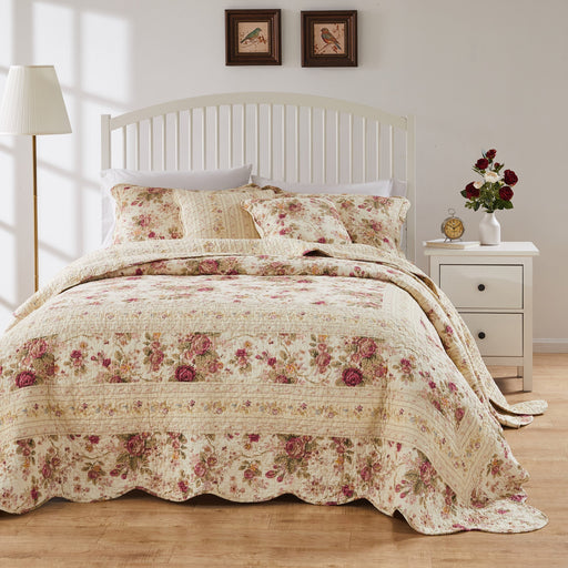 Greenland Home Antique Rose Bedspread Set - 3-Piece - Queen 110x118", Multi - Queen
