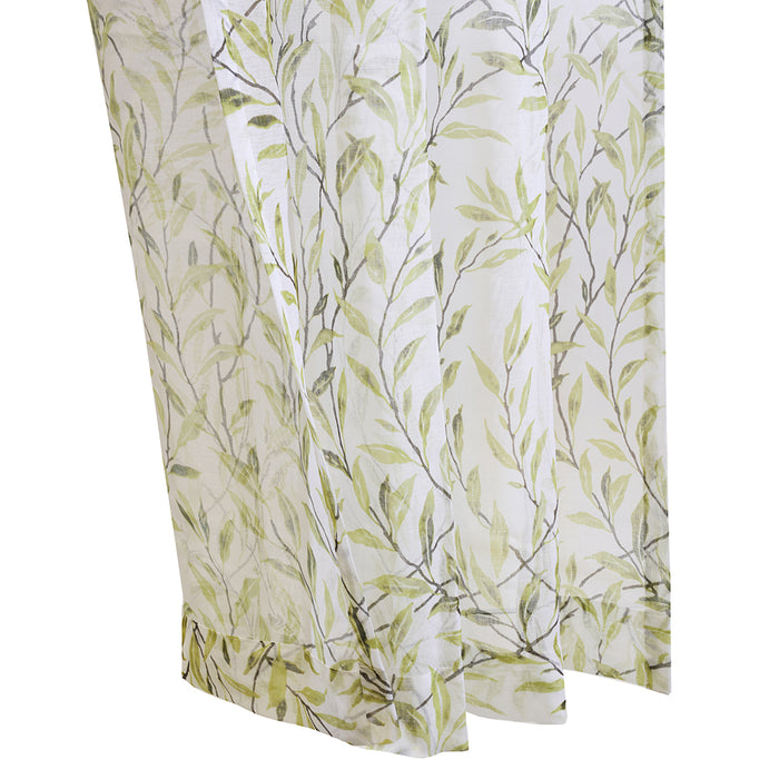 Habitat Verdure Light Filtering Rich Woven Branch Leaf Design Dual Header Curtain Panel 52" x 84" Green - 52X84
