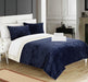Chic Home Bjurman 7 Pieces Blanket Set Sherpa Lined Faux Mink Blanket Shams & Sheet Set - Queen 90x90, Navy - Queen