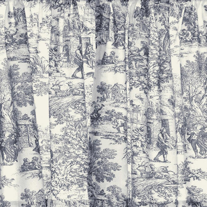 Ellis Curtain Victoria Park Toile Room Darkening Window Rod Pocket Pair Set With 2 Tiers - 2-Piece - 68x24", Blue - 68 x 24",Blue