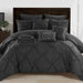 Chic Home Mycroft Pinch Pleated Ruffled Bed In A Bag Soft Microfiber Sheets 10 Pieces Comforter Decorative Pillows & Shams - King 104x90, Black - King