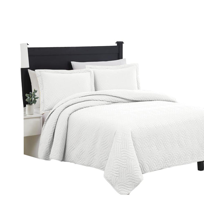 RT Designers Collection Ruby 3 Pieces Pinsonic Lightweight Quilts Set For Bedding White