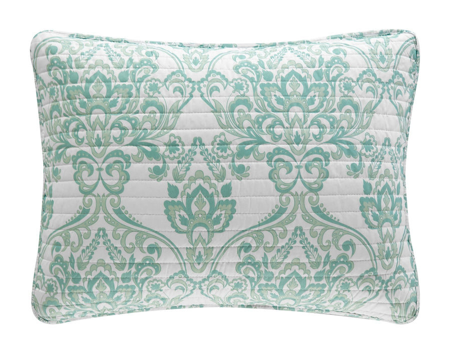 Chic Home Bassein Quilt Set Two Tone Medallion Pattern Print Bed In A Bag - Sheet Set Decorative Pillow Shams Included - 9 Piece - California King 106x90", Sage Green - California King