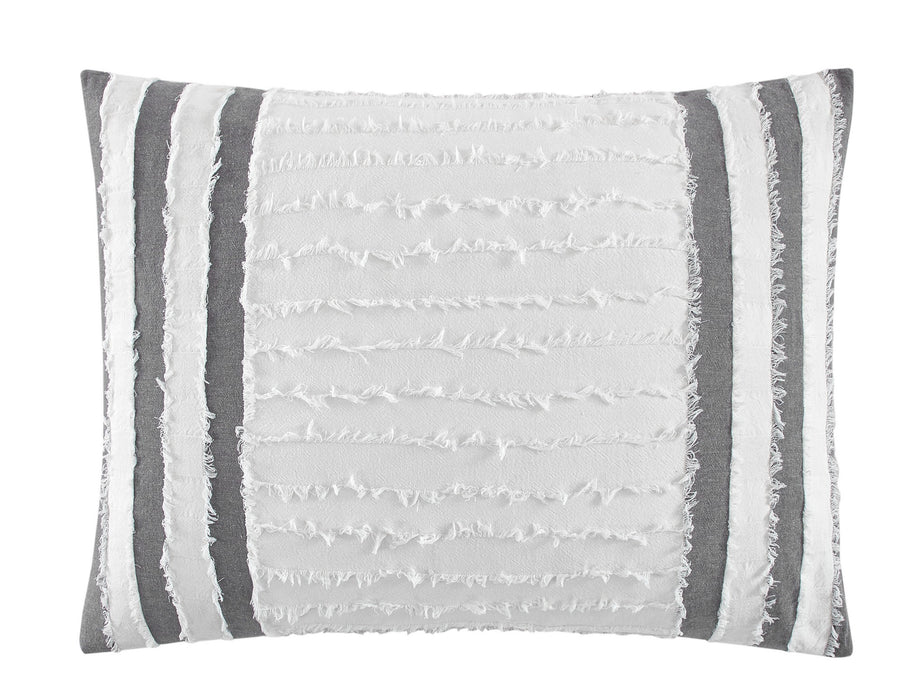 Chic Home Sofia Cotton Comforter Set Clip Jacquard Striped Pattern Design Bedding - Decorative Pillow Shams Included - 4 Piece - Queen 92x96", Grey - Queen