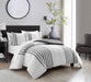 Chic Home Salma Cotton Duvet Cover Set Clip Jacquard Striped Pattern Design Bedding - Decorative Pillow Shams Included - 3 Piece - King 104x96", Grey - King