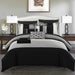 Chic Home Moriarty Elegant Color Block Ruffled BIB Soft Microfiber Sheets 10 Pieces Comforter Decorative Pillows & Shams - Twin 66x90, Black - Twin