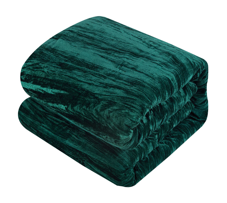 Chic Home Westmont 4 Piece Comforter Set Crinkle Crushed Velvet Bedding - Decorative Pillow Shams Included King Green - King
