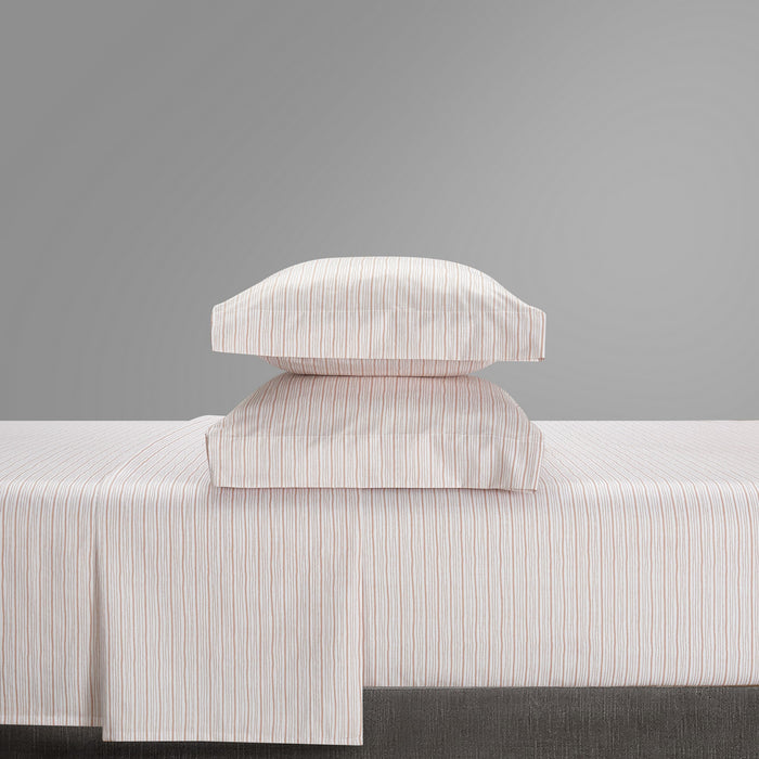 NY&C Home Samara 4 Piece Sheet Set Super Soft Unique Striped Pattern Print Design – Includes 1 Flat, 1 Fitted Sheet, and 2 Pillowcases, King, Rose - Rose