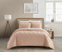 NY&C Home Cody 3 Piece Cotton Quilt Set Clip Jacquard Geometric Pattern Bedding - Pillow Shams Included, King, Dusty Rose - King