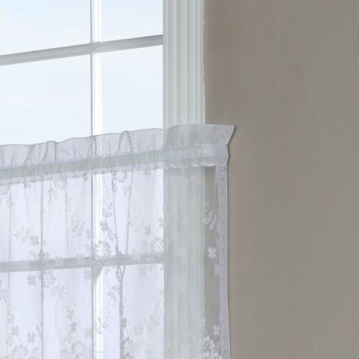 Habitat Mona Lisa Jacquard Scalloped Lace Tailored Tiers Pair - 56x24", White - 56x24",White