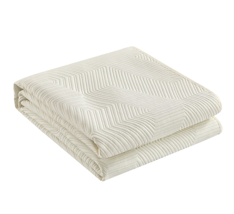 NY&C Home Ridge 3 Piece Quilt Set Contemporary Y-Shaped Geometric Pattern Bedding - Pillow Shams Included, Queen, Beige - Queen