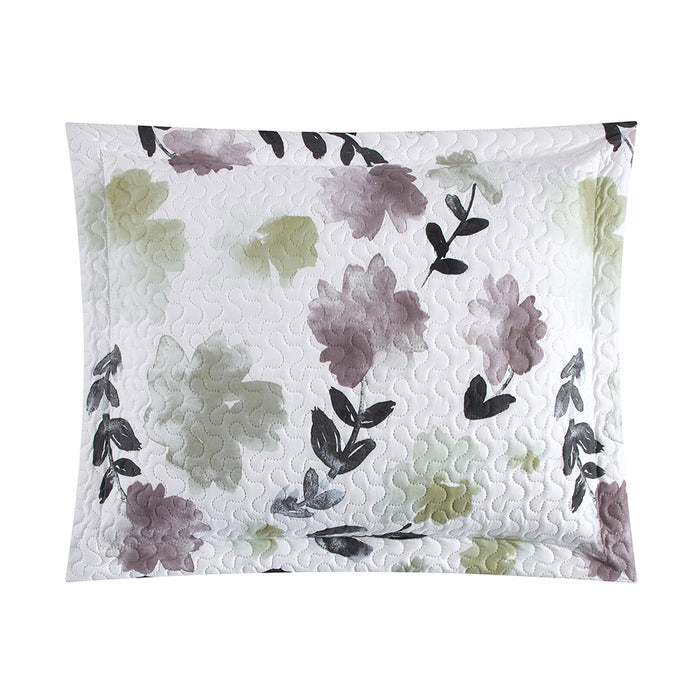 Chic Home Parson Green 7 Piece Quilt Set Reversible Watercolor Floral Print Striped Pattern Design Bed in a Bag Bedding King Multi-color - King