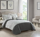 Chic Home Ava Comforter Set Color Block Floral Pleated Stitching Print Details Design Bed In A Bag Bedding - Sheets Pillowcases Decorative Pillow Shams Included - 8 Piece - King 106x92", Grey - King