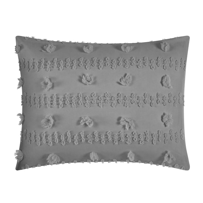 Chic Home Ahtisa Comforter Set Jacquard Floral Applique Design Bedding Grey, Queen - Queen