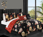 Chic Home Enid 4 Piece Reversible Comforter Set Floral Print Cursive Script Design Bedding - Decorative Pillows Sham Included - Twin 66x90", Black - Twin