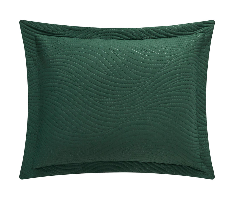 NY&C Home Teague 3 Piece Quilt Set Contemporary Organic Wave Pattern Bedding - Pillow Shams Included, Queen, Green - Queen