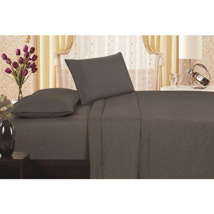Plazatex Vine Print 90GSM Brushed Microfiber Soft Wrinkle Free Sheet Set - Queen 60x80", Gray - Queen,Gray