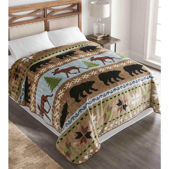 High Pile Oversized 90x90 Luxury Coverlet Blanket, One Size, Wilderness Stripe - Wilderness Stripe