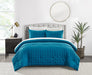 Chic Home Jessa Comforter Set Washed Garment Technique Geometric Square Tile Pattern Bedding - Pillow Shams Included - 3 Piece - King 104x92", Blue - King