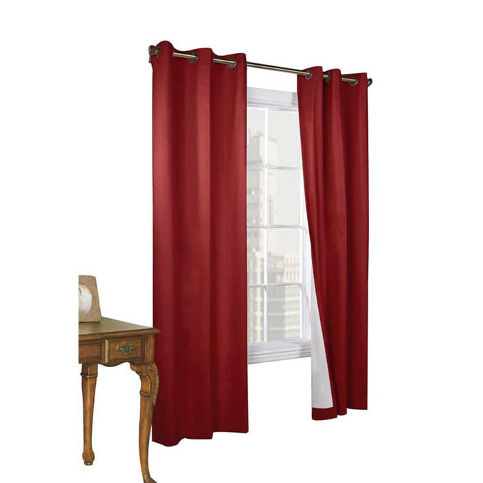 Commonwealth Thermalogic Weather Cotton Fabric Grommet Top Panel Pair - 80x72" - Burgundy - Burgundy