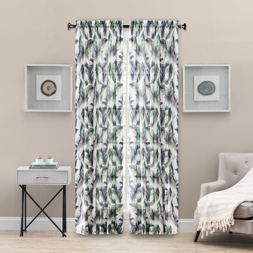 Ellis Curtain Tropic Crushed Taffeta Rod Pocket Tailored Panel - 48x63", Green - 48x63