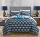 Chic Home Cedar 4 Pieces Duvet Cover Set Cotton Zipper Closure Pillow Shams - King 106x92, Blue - King