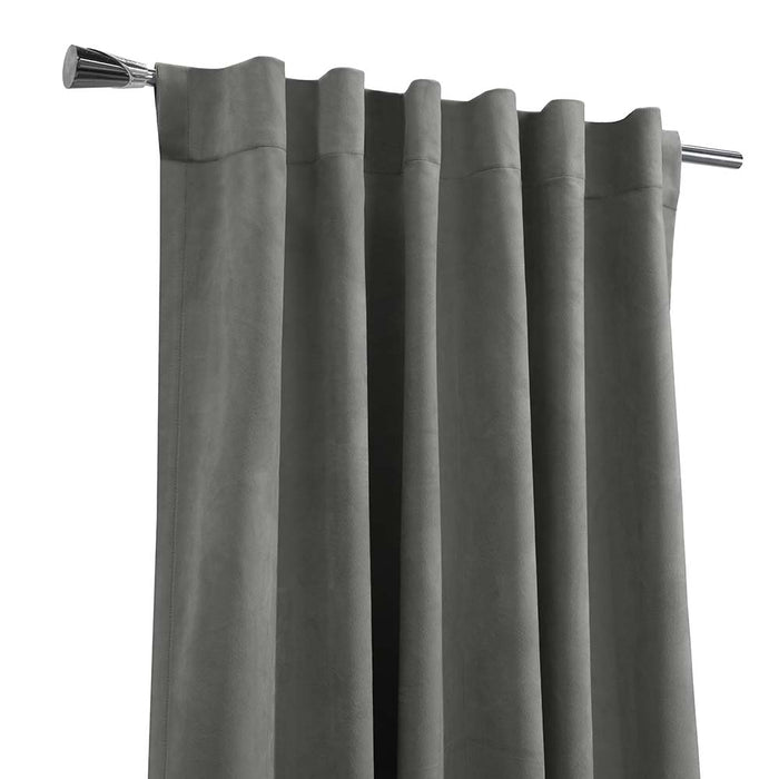 Thermalogic Seren Classic Velvet Room Darkening Dual Header Energy Efficient Curtain Panel 50" x 108" Charcoal - 50X108