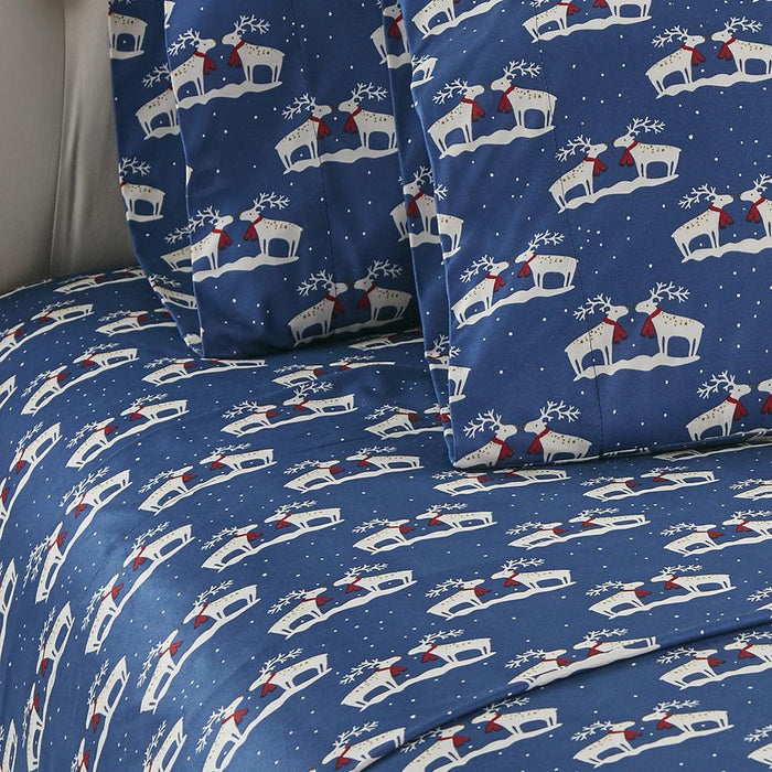 Micro Flannel Printed Deep-Pocket Sheet Set, Twin, Kiss Me Deer - Twin,Kiss Me Deer